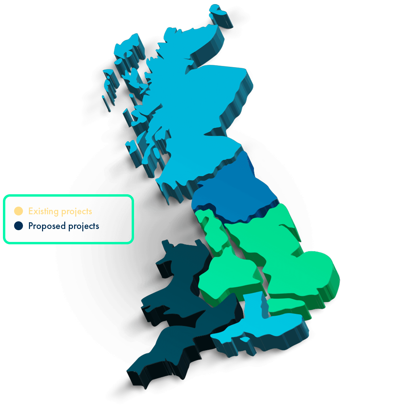 Gas Goes Green innovation projects map graphic